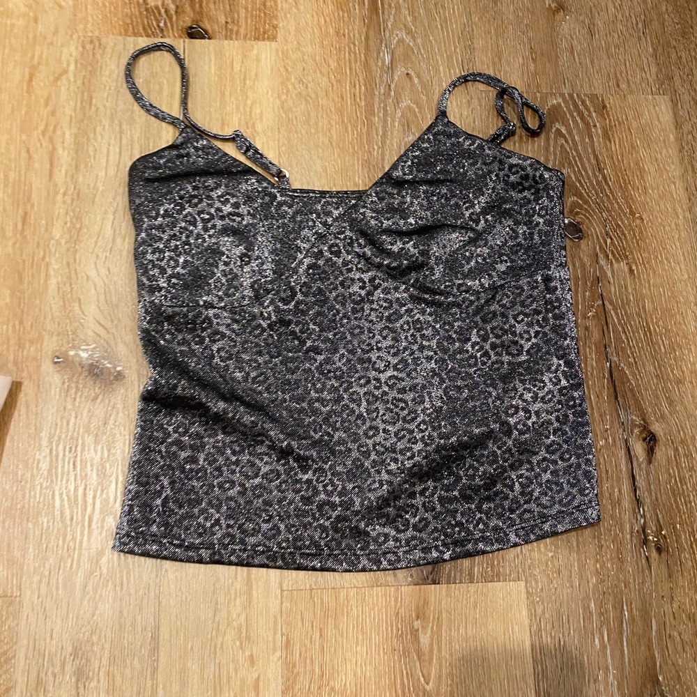 black and silver cheetah top